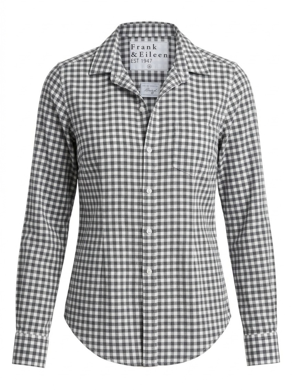 Frank & Eileen Barry Gray and White Gingham Button-Down Shirt Size Small - Picture 4 of 12